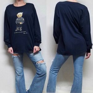 VINTAGE Polo Bear By Ralph Lauren Winter Snowy Signature Long Sleeve Tee